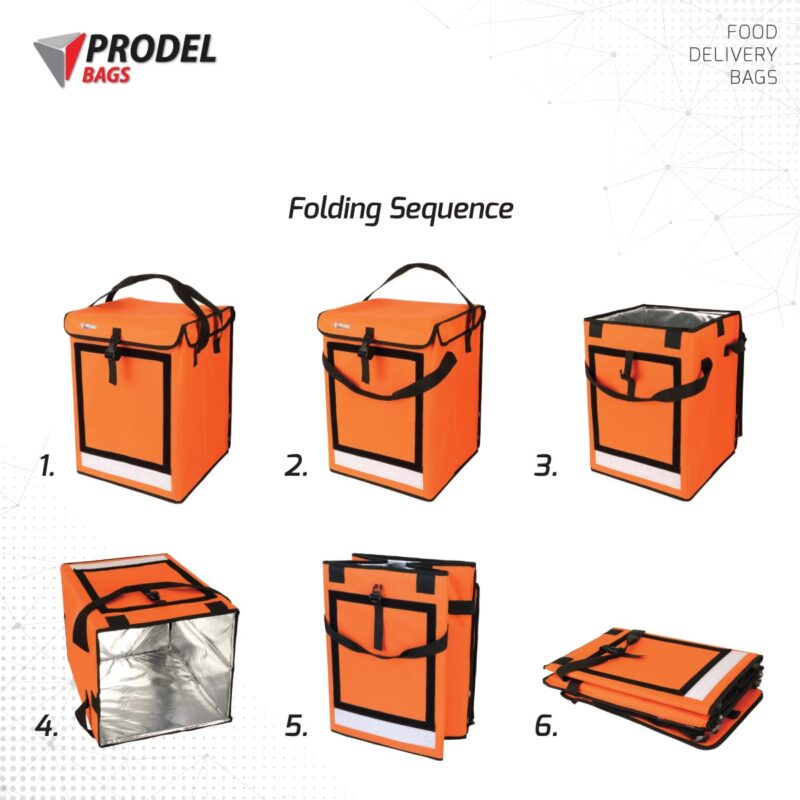 Foldable Insulated Backpack Prodel Swift LT Plus Orange – 353545. thermal delivery bag for bicycle courier Uber Eats, Deliveroo, Just Eat, Globo