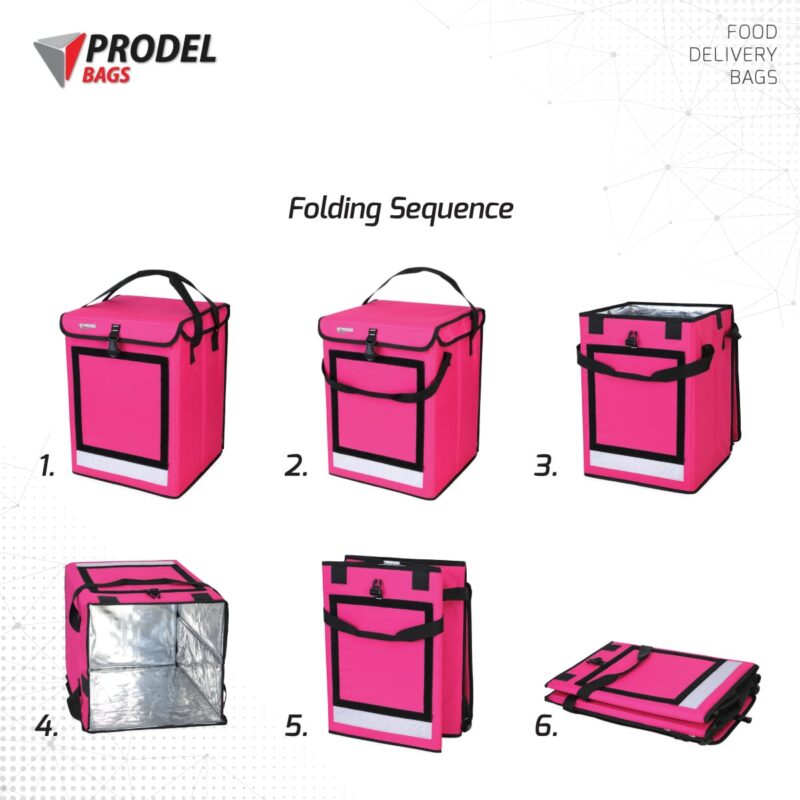 Foldable Insulated Backpack Prodel Swift LT Plus Pink – 353545. thermal delivery bag for bicycle courier Uber Eats, Deliveroo, Just Eat, Globo